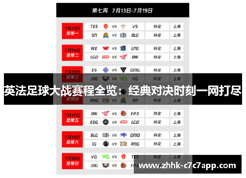 英法足球大战赛程全览：经典对决时刻一网打尽